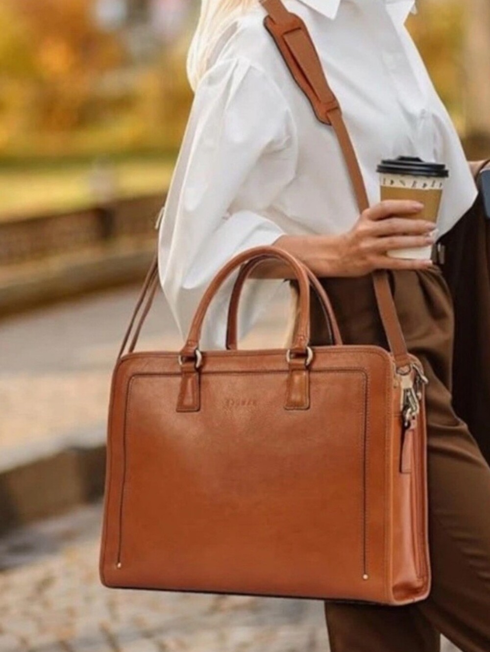 Banuce Genuine Full Grains Italian Leather Briefcase Women / Men Laptop Bag NEW